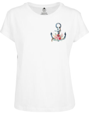 T-Shirt Damen – Anker und Blumen